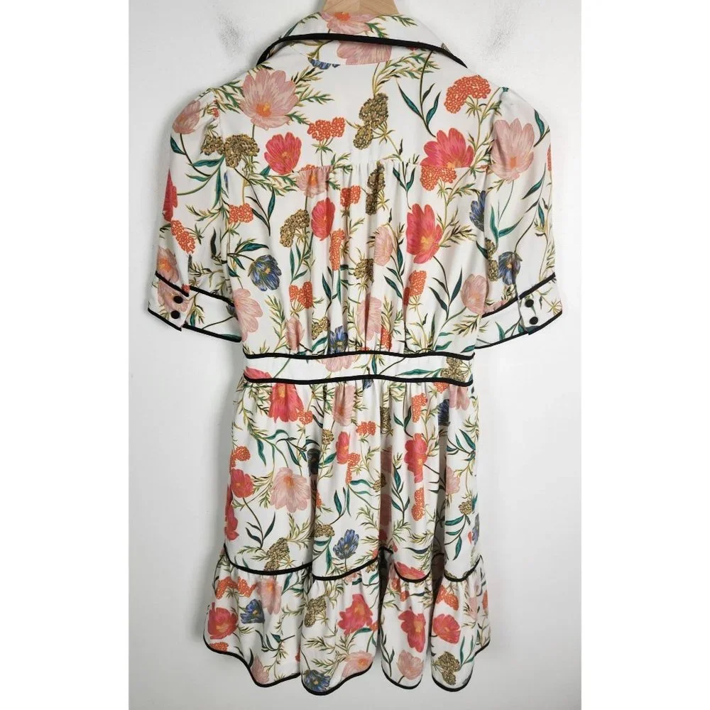 Kate Spade Women's Sz. 0 Floral Blossom Fluid Tiered Collared Shirt Dress - Picture 6 of 7